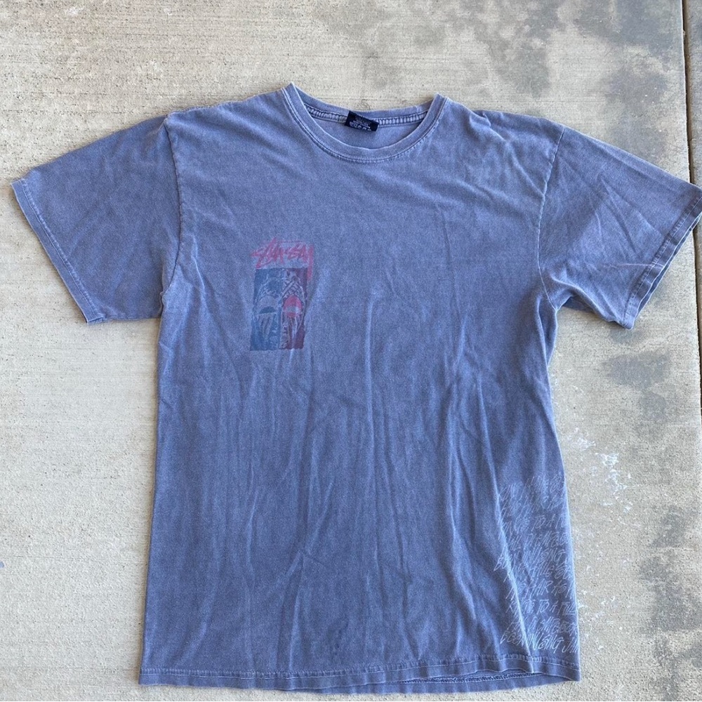 Stussy Washed Blue Graphic Tee